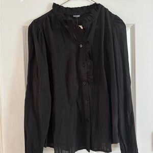 BTFBM - Black Womens Ruffled Blouse
